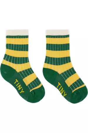 Tiny Cottons Accessories - Kids Green & Yellow Big Stripes Socks