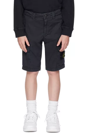 Stone Island Twill Shorts - Kids Navy Garment-Dyed Shorts