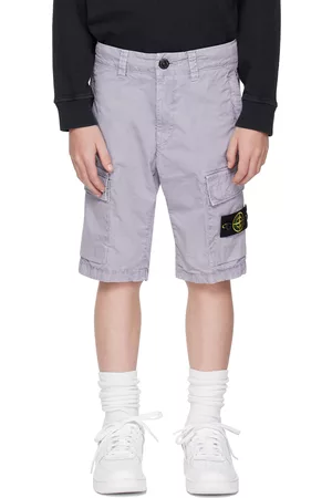 Stone Island Twill Shorts - Kids Purple Garment-Dyed Shorts