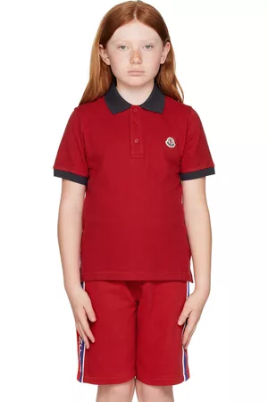 Moncler Polo T-Shirts - Kids Red Placket Polo