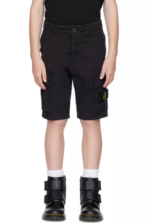 Stone Island Twill Shorts - Kids Black Garment-Dyed Shorts