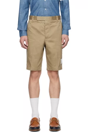Thom Browne Men Twill Shorts - Beige Unconstructed Shorts