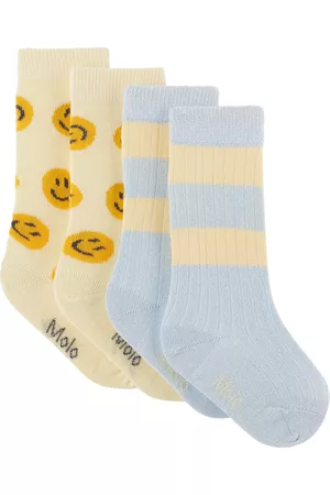 Molo Accessories - Two-Pack Kids Blue & Yellow Norvina Socks