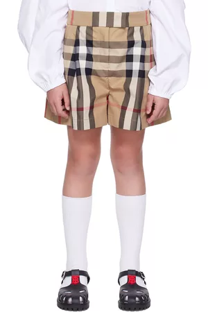 Burberry Twill Shorts - Kids Beige Check Shorts