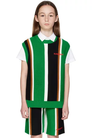 Burberry Accessories - Kids Green & Black Striped Vest