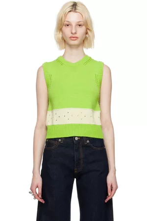 Molly Goddard Women Tank Tops - Green Romy Vest