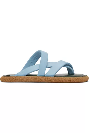 DRIES VAN NOTEN Women Flat Sandals - Blue Criss-Crossing Strap Sandals