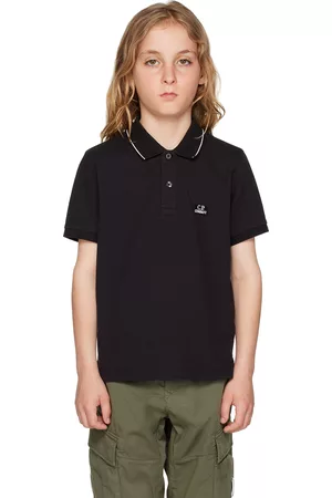 C.P. Company Polo T-Shirts - Kids Black Embroidered Polo