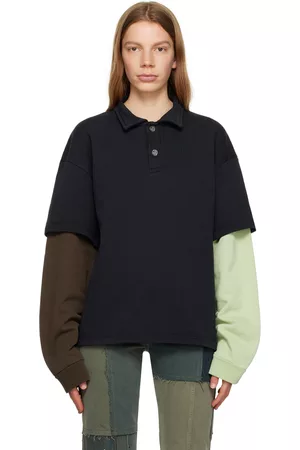(DI)VISION Women Polo T-Shirts - Black Layered Polo