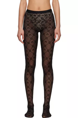 Women's Monogram Flocked Powermesh Tights by Marine Serre