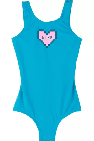 Nike Girls Swimsuits - Kids Blue Graphic Little Kids One-Piece Swimsuit