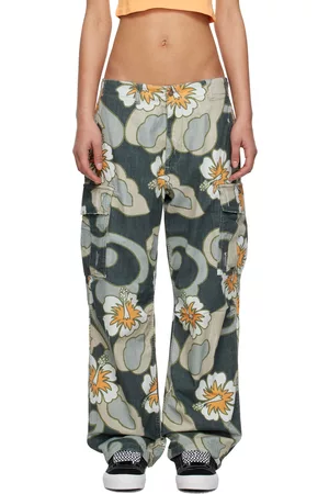 ERL Women Pants - Multicolor Printed Denim Trousers