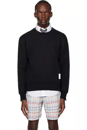 Thom Browne Men Sweatshirts - Navy Crewneck Sweatshirt