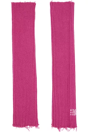 Maison Margiela Women Gloves - Pink Ribbed Arm Warmers