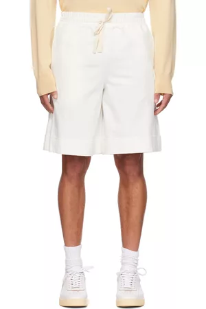 Jil Sander Men Shorts - White Drawstring Shorts
