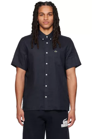Lacoste Men Short sleeved Shirts - Navy Short Sleeve Shirt