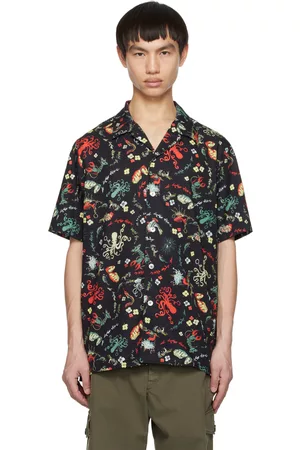 Paul Smith Men Twill Shirts - Black Rainbow Squid Shirt