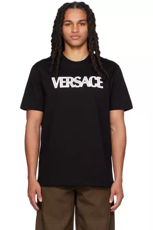 VERSACE Men T-Shirts - Black Appliqué T-Shirt