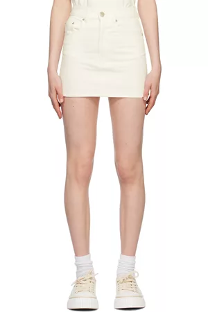 Ami Women Mini Skirts - White Five-Pocket Denim Miniskirt