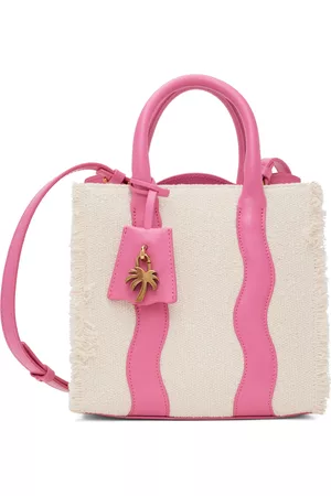 Palm Angels Women Tote Bags - White & Pink Leather Tote