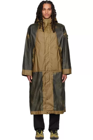 Stone Island Men Coats - Green Hand-Sprayed Coat