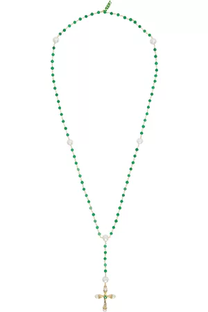 Veert Men Necklaces - Gold & Green 'The Green Onyx & Freshwater Pearl' Necklace
