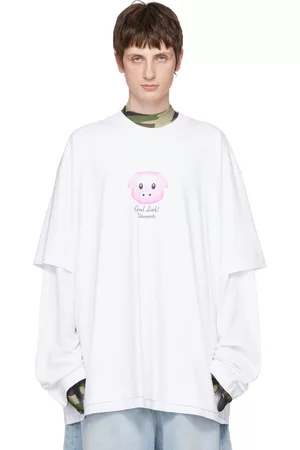 Vetements Men Long Sleeved T-Shirts - White Lucky Pig Long Sleeve T-Shirt