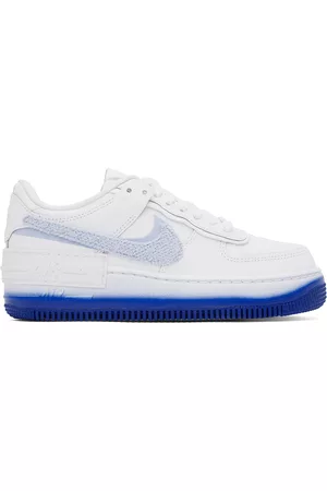 Nike Women Sneakers - White & Blue Air Force 1 Shadow Sneakers