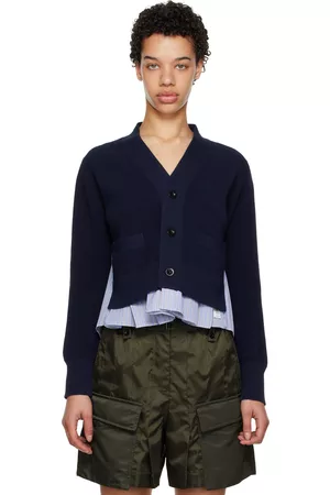 SACAI Women Sweatshirts - Navy Layered Cardigan