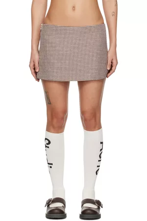 Acne Studios Women Mini Skirts - Brown & White Gingham Miniskirt