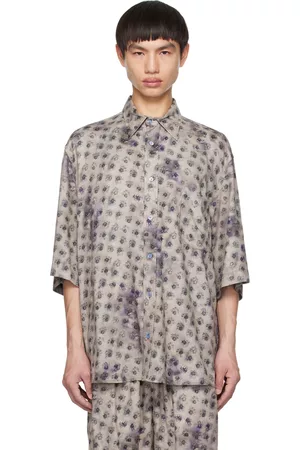 Acne Studios Men Twill Shirts - Gray Floral Shirt