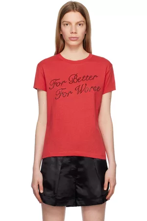 Acne Studios Women T-Shirts - Red Rhinestone T-Shirt