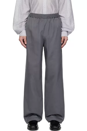 Acne Studios Men Twill Pants - Gray Drawstring Trousers