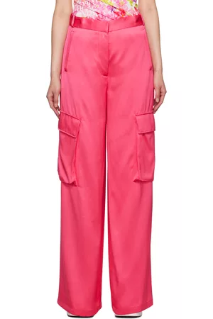 VERSACE Women Twill Cargo Pants - Pink Cargo Pocket Trousers