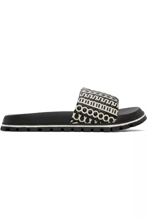 Marc Jacobs Women Slide Sandals - Black & White 'The Monogram Slide' Sandals