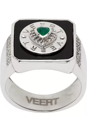 Veert Men Signet Rings - SSENSE Exclusive White Gold Signature Signet Ring