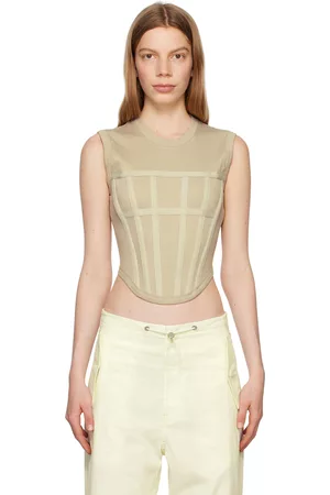 DION LEE Women Tank Tops - Taupe Corset Tank Top