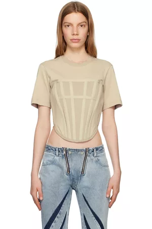 DION LEE Women Corsets - Taupe Corset T-Shirt