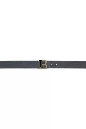 Balmain Men Belts - Gray Perforated Belt