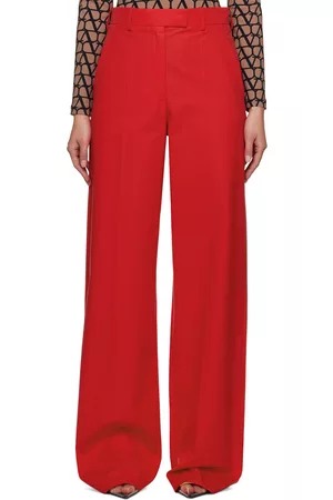 VALENTINO Women Pants - Red Creased Trousers