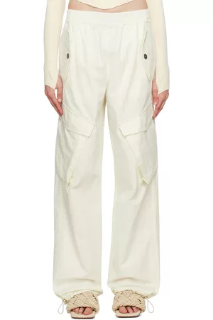 DION LEE Women Twill Pants - White Elasticized Trousers