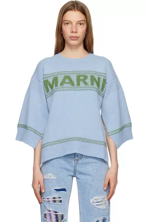 Marni Women Sweaters - Blue Intarsia Sweater