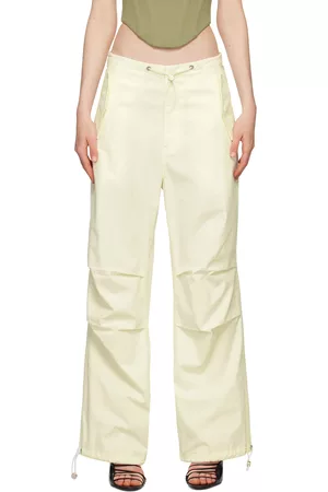 DION LEE Women Twill Pants - Off-White Toggle Parachute Trousers