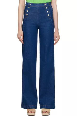 Frame Women High Waisted Jeans - Blue Sailor Snap Jeans