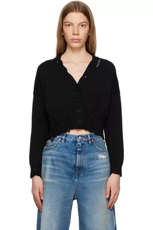 Marni Women Sweatshirts - Black Distressed Cardigan