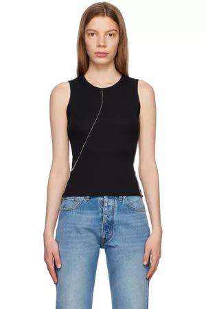 Helmut Lang Women Tank Tops - Black Twisted Muscle Tank Top