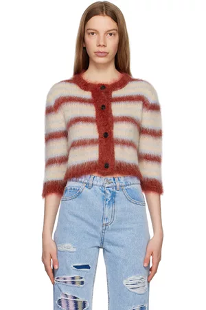 Marni Women Sweatshirts - Beige & Red Striped Cardigan