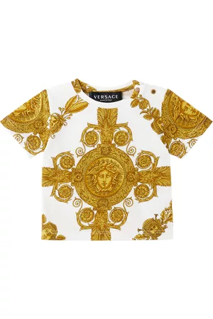 VERSACE T-Shirts - Baby White & Gold Maschera Baroque T-Shirt