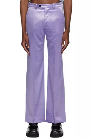 Marni Men Wide Leg Pants - Purple Flared Trousers