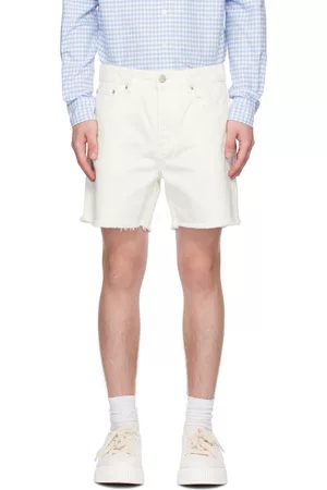 Ami Men Shorts - White Frayed Denim Shorts